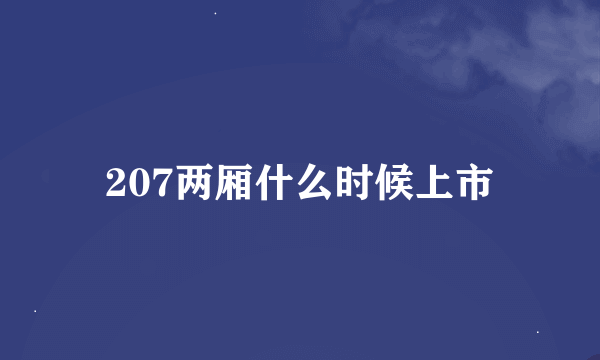 207两厢什么时候上市