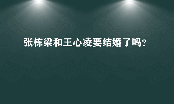 张栋梁和王心凌要结婚了吗？