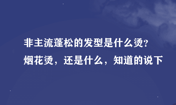 非主流蓬松的发型是什么烫？烟花烫，还是什么，知道的说下