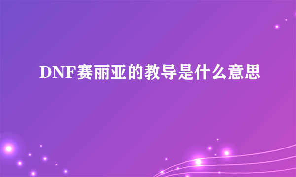 DNF赛丽亚的教导是什么意思