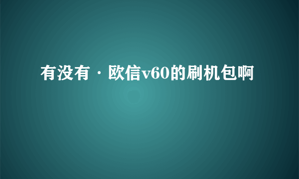 有没有·欧信v60的刷机包啊