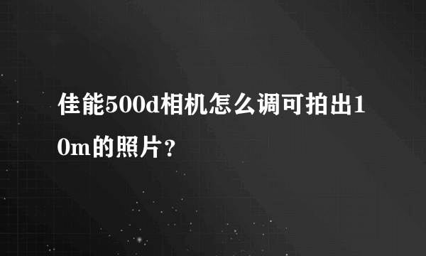 佳能500d相机怎么调可拍出10m的照片？