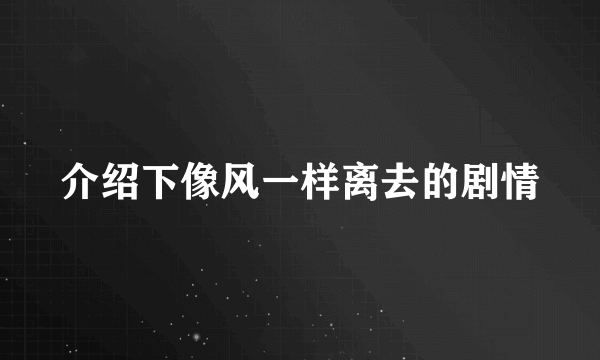 介绍下像风一样离去的剧情