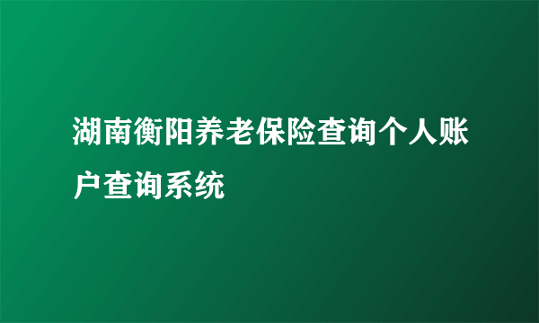 湖南衡阳养老保险查询个人账户查询系统