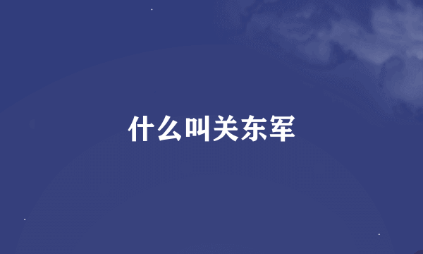 什么叫关东军