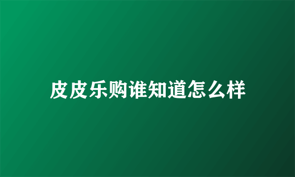 皮皮乐购谁知道怎么样