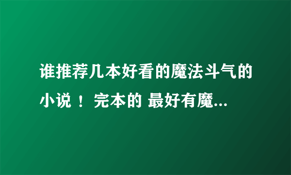 谁推荐几本好看的魔法斗气的小说 ！完本的 最好有魔兽、魔核的