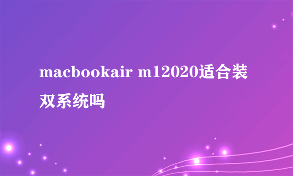 macbookair m12020适合装双系统吗