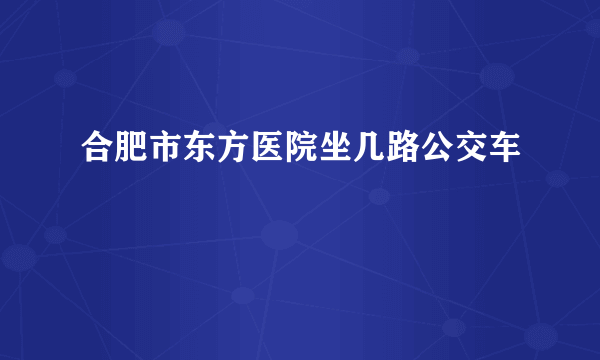 合肥市东方医院坐几路公交车