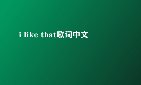 i like that歌词中文