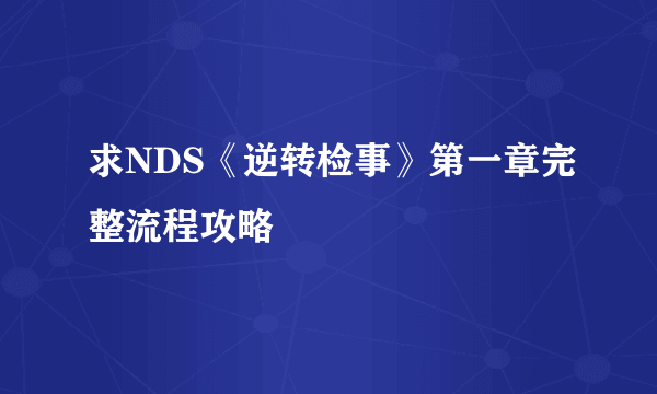 求NDS《逆转检事》第一章完整流程攻略