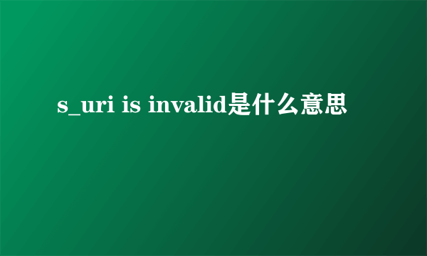 s_uri is invalid是什么意思