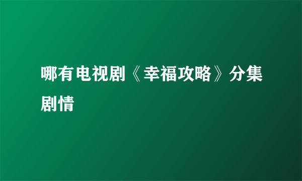 哪有电视剧《幸福攻略》分集剧情