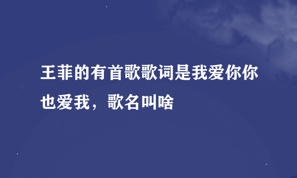 王菲的有首歌歌词是我爱你你也爱我，歌名叫啥