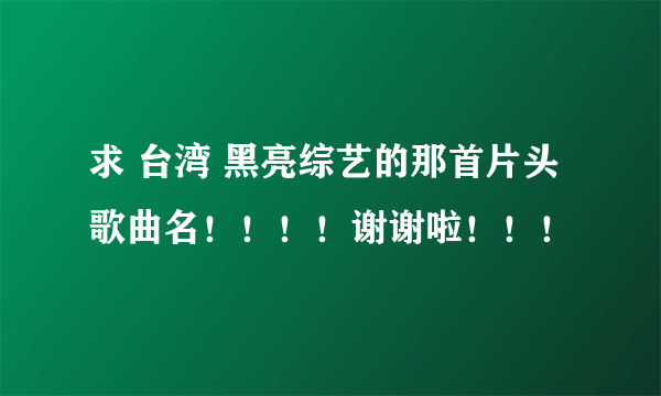 求 台湾 黑亮综艺的那首片头歌曲名！！！！谢谢啦！！！