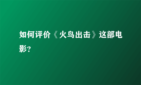 如何评价《火鸟出击》这部电影？