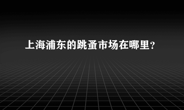 上海浦东的跳蚤市场在哪里？