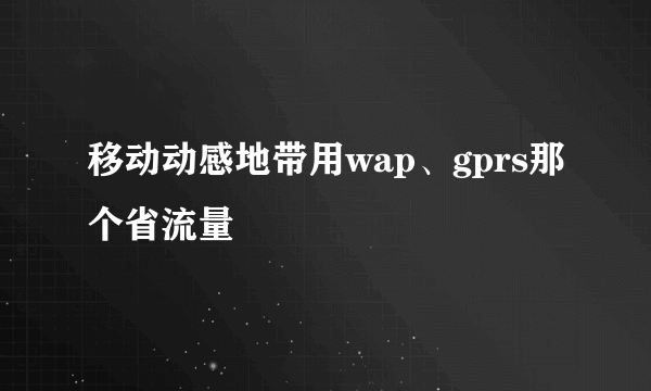 移动动感地带用wap、gprs那个省流量