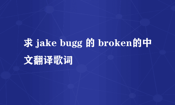 求 jake bugg 的 broken的中文翻译歌词