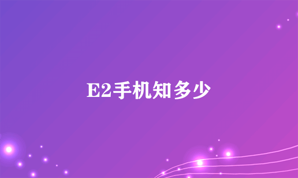 E2手机知多少