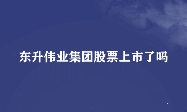 东升伟业集团股票上市了吗