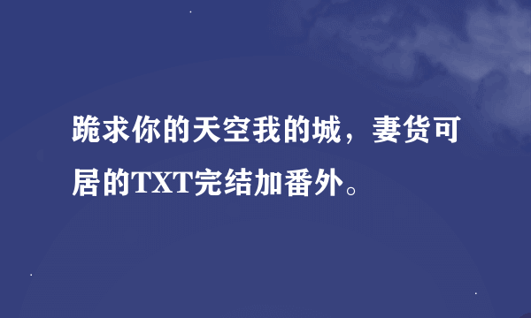 跪求你的天空我的城，妻货可居的TXT完结加番外。