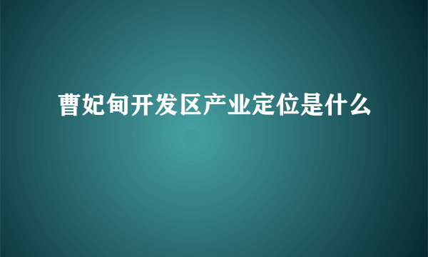 曹妃甸开发区产业定位是什么