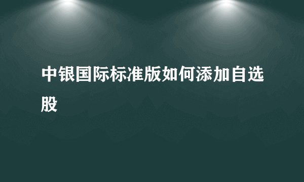 中银国际标准版如何添加自选股