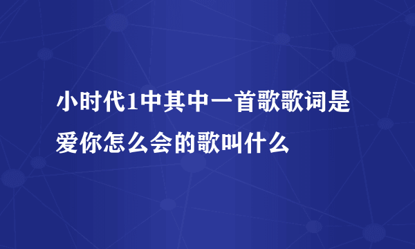 小时代1中其中一首歌歌词是爱你怎么会的歌叫什么