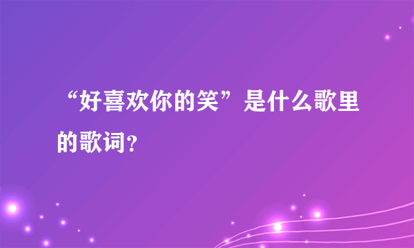 “好喜欢你的笑”是什么歌里的歌词？