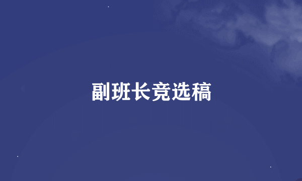 副班长竞选稿