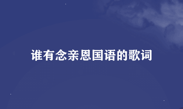 谁有念亲恩国语的歌词