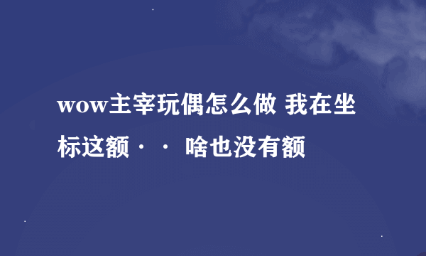 wow主宰玩偶怎么做 我在坐标这额·· 啥也没有额