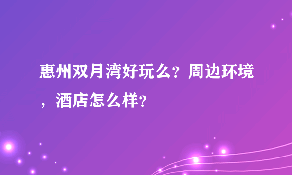 惠州双月湾好玩么？周边环境，酒店怎么样？