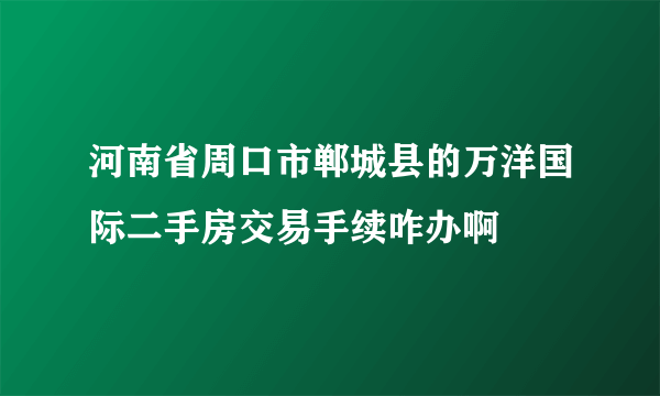 河南省周口市郸城县的万洋国际二手房交易手续咋办啊