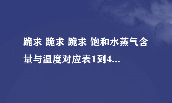 跪求 跪求 跪求 饱和水蒸气含量与温度对应表1到40摄氏度