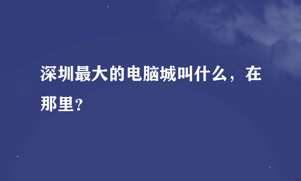 深圳最大的电脑城叫什么，在那里？