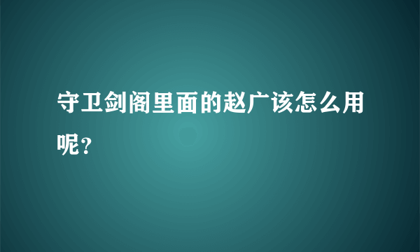 守卫剑阁里面的赵广该怎么用呢？