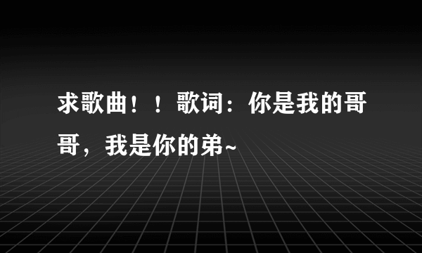 求歌曲！！歌词：你是我的哥哥，我是你的弟~