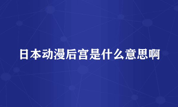 日本动漫后宫是什么意思啊