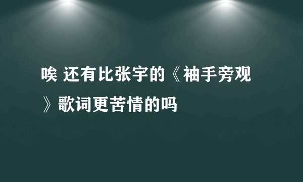 唉 还有比张宇的《袖手旁观》歌词更苦情的吗