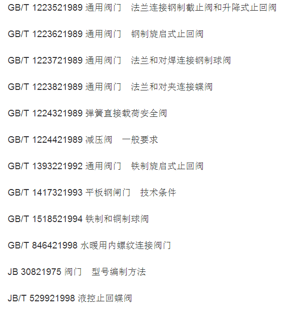 阀门国内的制造和检验标准？