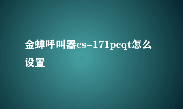 金蝉呼叫器cs-171pcqt怎么设置