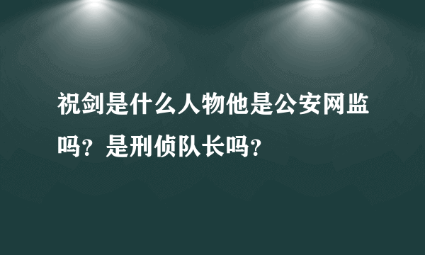 祝剑是什么人物他是公安网监吗？是刑侦队长吗？