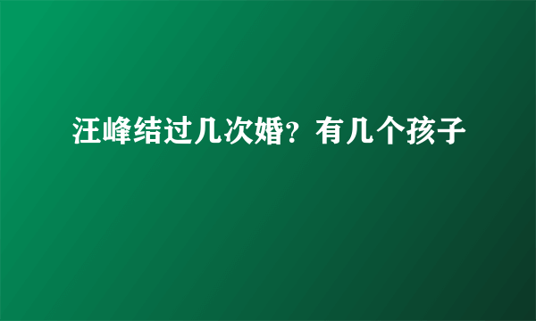 汪峰结过几次婚？有几个孩子