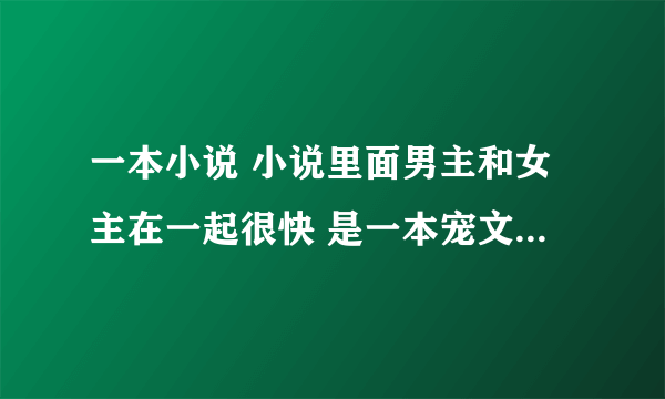 一本小说 小说里面男主和女主在一起很快 是一本宠文 男主有一个弟弟 这个弟弟是同性恋