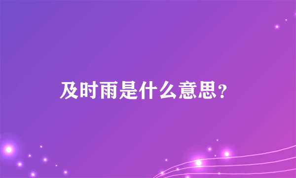 及时雨是什么意思？