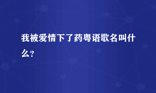 我被爱情下了药粤语歌名叫什么？