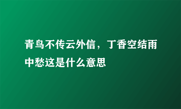 青鸟不传云外信，丁香空结雨中愁这是什么意思