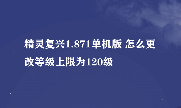 精灵复兴1.871单机版 怎么更改等级上限为120级